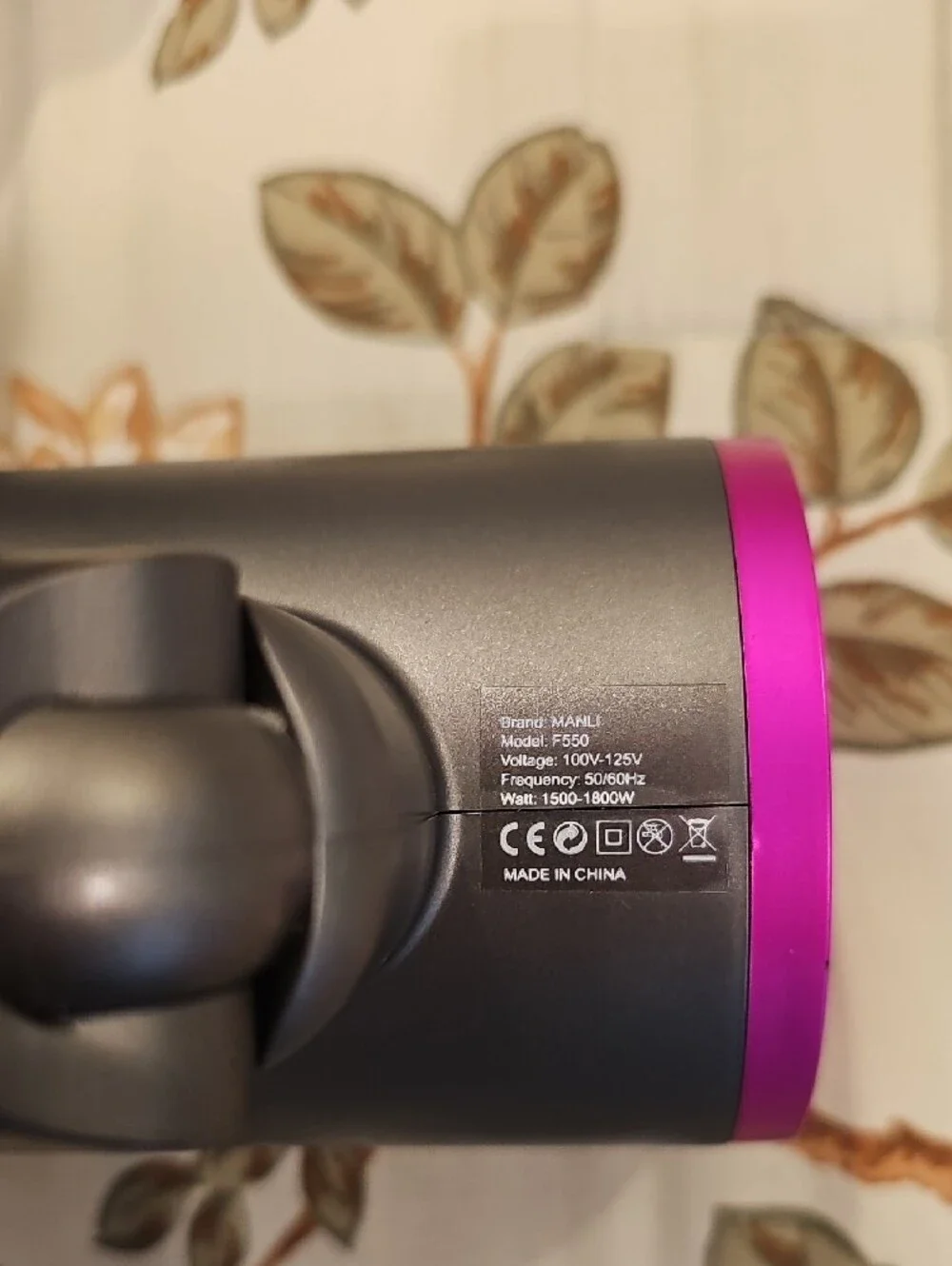Compact Travel Hair Dryer with Diffuser - Gray/Pink